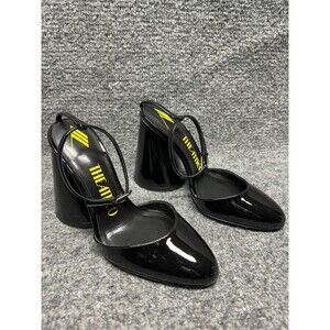 NEW Women's Sz 35 M The Attico Leather Luz Chunky Ankle-Strap Pumps